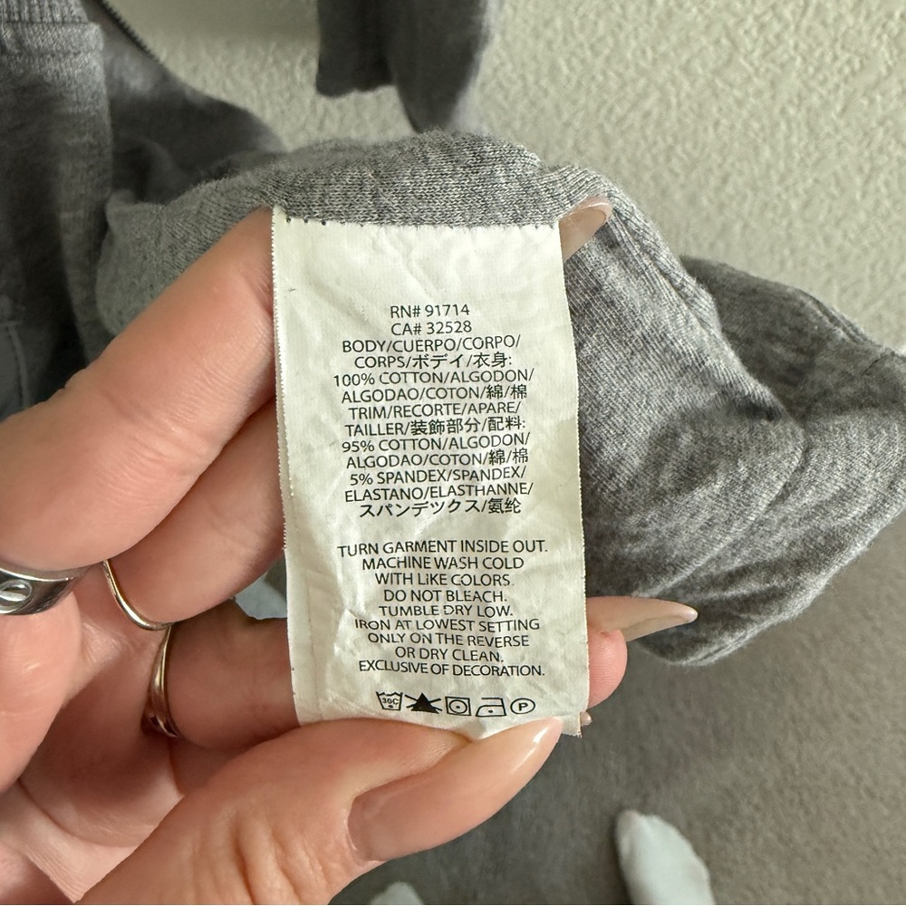 ARMANI EXCHANGE Heather gray long zip up jacket high neck ribbed waist size M - Picture 6 of 7